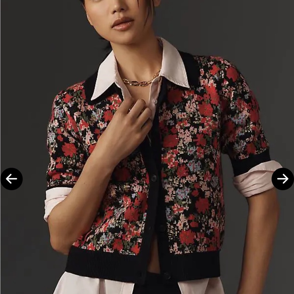 Maeve Multicolor floral Knit Cardigan